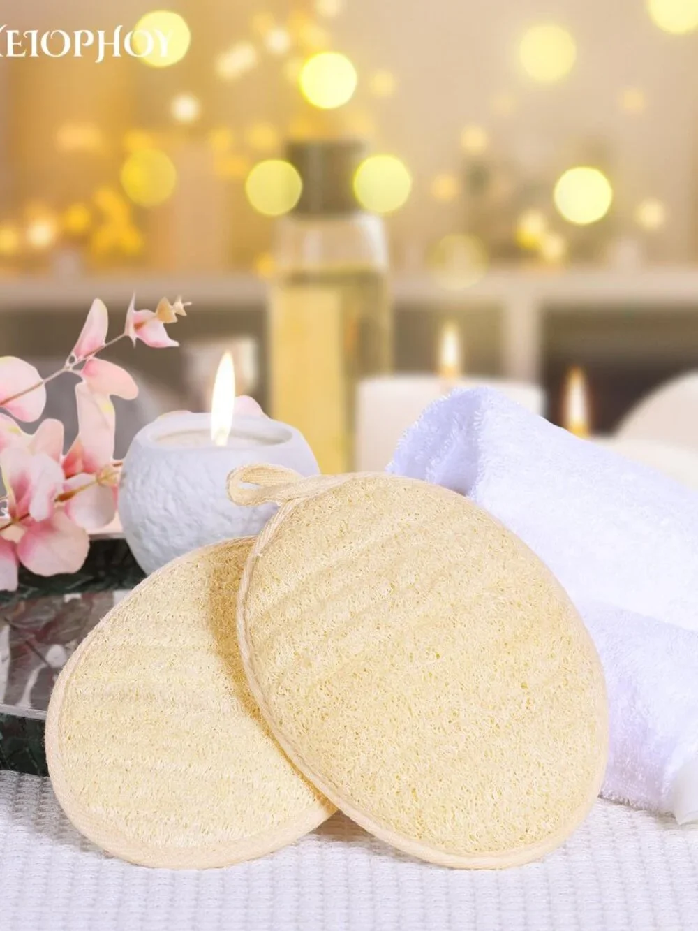 2PCS Natural Exfoliating Loofah Body Scrubber, Premium Loofah Exfoliating Body S